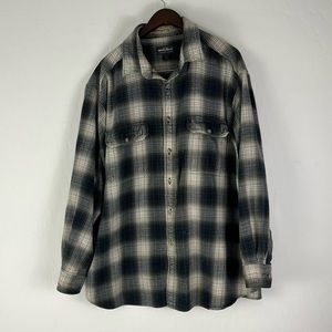 green and blue plaid woolrich button down flannel shirt Size XXL
